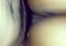 Amateur chocolate mommy shakes thick booty up close.