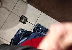 Skinny Young Amateur Sucks Huge Cock in Homemade Bathroom POV