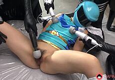 Blue Space Uniform Japanese Babe Group Fucked with Toys to Orgasm Uncensored!