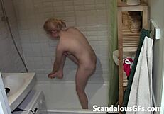 Ex-Girlfriend Bathes Naked in Bathtub with Shaved Pussy on Display