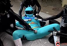 Blue Space Uniform Japanese Babe Group Fucked with Toys to Orgasm Uncensored!