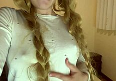 Blonde Peasant Girl Fingers Her Tight Ass Alone in Garden