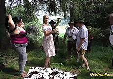 wild german bbw milf orgy bukkake outdoor with extreme group fucking