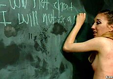 cheating student bound in lesbian bdsm anal strapon domination whipping