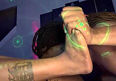 ebony amateur rides boyfriend's big black cock doggystyle to creampie