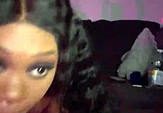 ebony amateur rides boyfriend's big black cock doggystyle to creampie