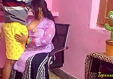 Indian milf endures painful office backroom doggystyle fuck