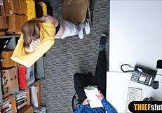 damn this small russian teen thief gets humiliated sucking officer cock