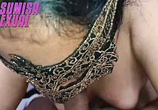 sucking my owner's cock between huge marked tits