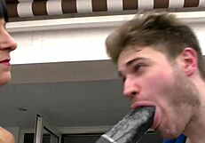 Milf shoves dildo in straight guy's ass part 1