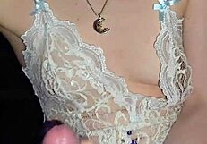 milf jerks cock then licks up every sticky drop