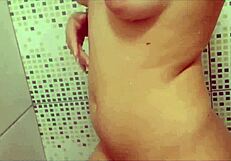 Juicy latina teen hides in shower touching big ass tits and pussy