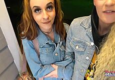 wanna see skinny blonde sassy and cute brunette lola suck tits and twats?