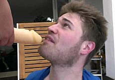 Milf shoves dildo in straight guy's ass part 1