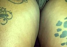 ebony amateur rides boyfriend's big black cock doggystyle to creampie