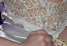 milf jerks cock then licks up every sticky drop