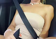 Amateur Milf Masturbates with Dildo on Public Car Seat!