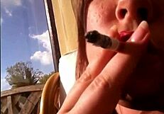 sexy bbw tina snua smokes cork cig with deep inhales double pumps nose exhales