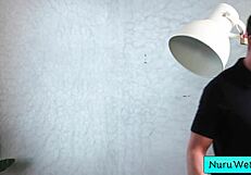 Hot teen brunette masseuse rubs wet body sensually on client brad newman andi rose