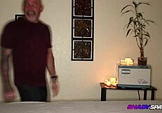 new massage therapist lucy shady gives sloppy blowjob and handjob turning into full sex