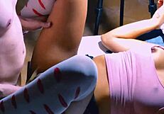 Shy petite student seduces professor for tight pussy fuck in school bathroom?