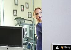 Nosy neighbor spies Reena Sky and Tiffany Watson's steamy milf lick session with French subs