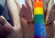 Dude, xannie's shower anal dildo play is wild