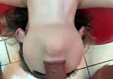 Throat stuffed full in deep inverted gag fest