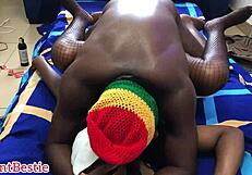 Homemade couple moans through deep missionary with monster black cock