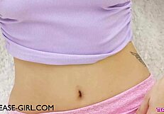 College Brunette Model Teases In Photoshoot Interview On Sofa