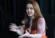 Redhead Isadora Closel Flashes Enormous Tits Exhibitionist Carnival Style