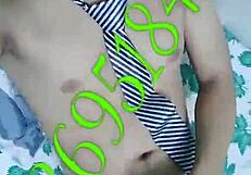 Dude's massive Vietnamese cock throbs as he strokes hard in room??