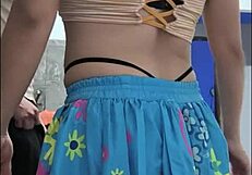 after spotting stepsis in sexy skirt my huge cock fantasy drives wild masturbation sessions