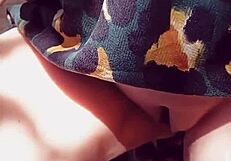 Mature Wife's Huge Cameltoe Pussy Lips Flash Outdoor Closeup