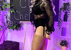 nylon-clad teacher dances in stockings at the club teasing with her curves