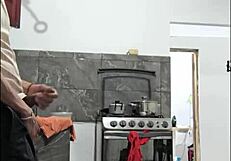 after spotting stepsis in sexy skirt my huge cock fantasy drives wild masturbation sessions