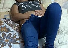 Watch my excited milf wife drop jeans masturbate hairy pussy then get fucked hard!