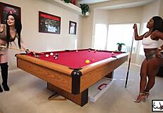 pool game turns milfs kris riot and harmonie marquis into pussy-licking lingerie sluts