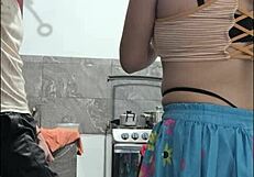 after spotting stepsis in sexy skirt my huge cock fantasy drives wild masturbation sessions