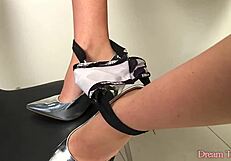 blonde tgirl barbara perez anal dildo fucks to cum explosion