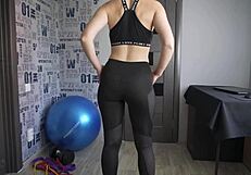 Fitness Milf Teases Panty Lines Through Tight Spandex Leggings