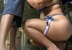 young stud cums all over mature babe's big tits and ass after renting her room