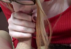 Good student earns teacher's sloppy blowjob face fuck and massive cumshot pov