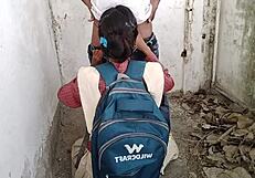 Indian village desi schoolgirl bends for boyfriend's rough cowgirl pussy pounding