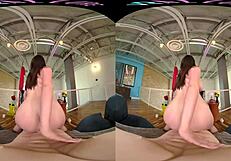 vrallure brunette alyx star masturbates big tits with dildo vibrator pov voyeur solo