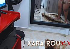 I rub my pregnant hairy pussy hard in the mirror watching myself