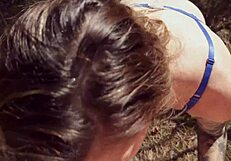 French Milf Slut Bent Over for Outdoor Doggy Cum in Mouth