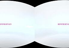 vrallure brunette alyx star masturbates big tits with dildo vibrator pov voyeur solo