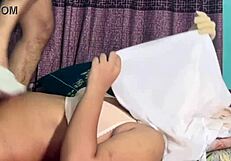 delivery man bends babe over slams big cock doggystyle pussy