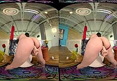 vrallure brunette alyx star masturbates big tits with dildo vibrator pov voyeur solo